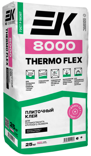 ЕК 8000 THERMO FLEX Термостойкий клей для каминов, печей (25кг)