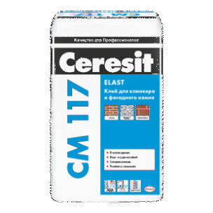 Эластичный клей для фасадной плитки, керамогранита и облицовочного камня  Ceresit CM 117 (25кг)